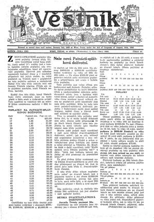 Věstník (West, Tex.), Vol. 21, No. 47, Ed. 1 Wednesday, October 4, 1933