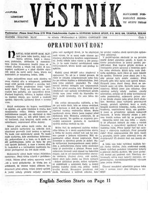 Věstník (West, Tex.), Vol. 44, No. 1, Ed. 1 Wednesday, January 4, 1956