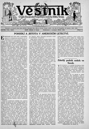 Věstník (West, Tex.), Vol. 24, No. 34, Ed. 1 Wednesday, July 1, 1936