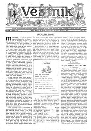Věstník (West, Tex.), Vol. 21, No. 49, Ed. 1 Wednesday, October 18, 1933
