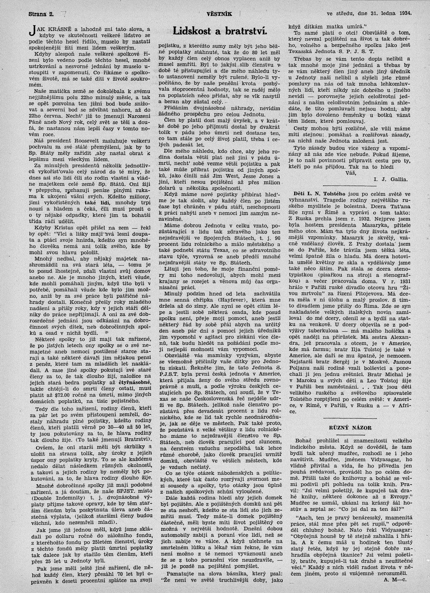 Věstník (West, Tex.), Vol. 22, No. 12, Ed. 1 Wednesday, January 31, 1934
                                                
                                                    [Sequence #]: 2 of 16
                                                