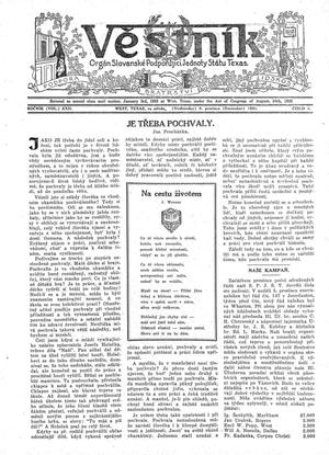 Věstník (West, Tex.), Vol. 22, No. 4, Ed. 1 Wednesday, December 6, 1933