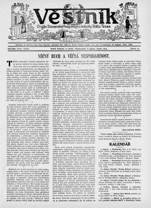 Věstník (West, Tex.), Vol. 29, No. 14, Ed. 1 Wednesday, April 2, 1941