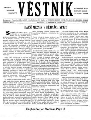 Věstník (West, Tex.), Vol. 44, No. 27, Ed. 1 Wednesday, July 11, 1956