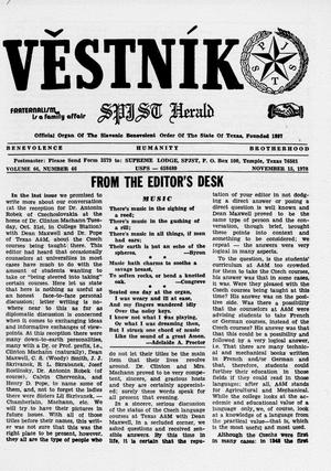 Primary view of object titled 'Věstník (West, Tex.), Vol. 66, No. 46, Ed. 1 Wednesday, November 15, 1978'.