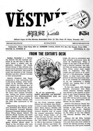 Věstník (West, Tex.), Vol. 62, No. 46, Ed. 1 Wednesday, November 20, 1974