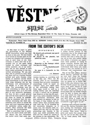 Primary view of object titled 'Věstník (West, Tex.), Vol. 64, No. 34, Ed. 1 Wednesday, August 25, 1976'.