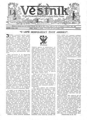 Věstník (West, Tex.), Vol. 21, No. 41, Ed. 1 Wednesday, August 23, 1933