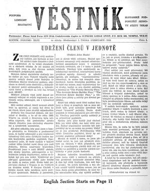 Primary view of object titled 'Věstník (West, Tex.), Vol. 43, No. 5, Ed. 1 Wednesday, February 2, 1955'.