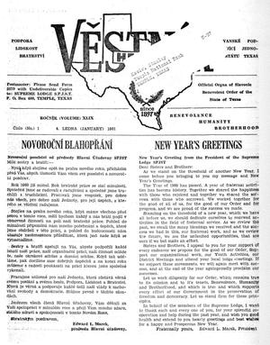 Věstník (West, Tex.), Vol. 49, No. 1, Ed. 1 Wednesday, January 4, 1961