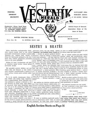 Věstník (West, Tex.), Vol. 48, No. 20, Ed. 1 Wednesday, May 18, 1960