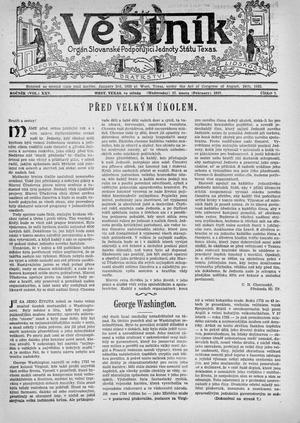 Věstník (West, Tex.), Vol. 25, No. 7, Ed. 1 Wednesday, February 17, 1937