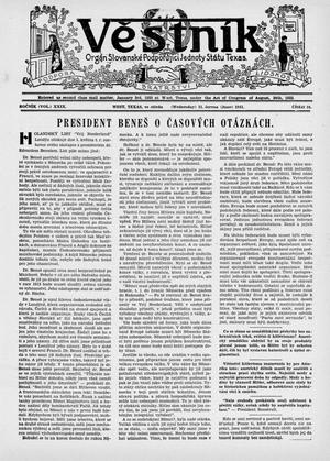 Věstník (West, Tex.), Vol. 29, No. 24, Ed. 1 Wednesday, June 11, 1941