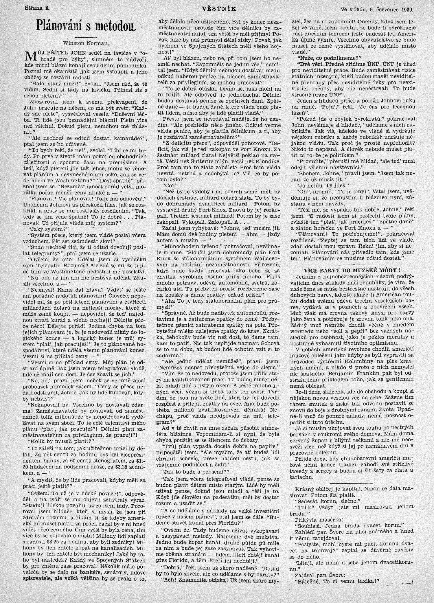Věstník (West, Tex.), Vol. 27, No. 27, Ed. 1 Wednesday, July 5, 1939
                                                
                                                    [Sequence #]: 2 of 24
                                                