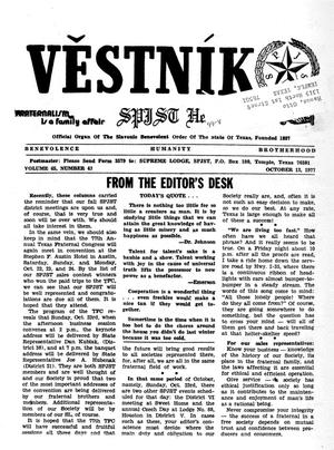 Primary view of object titled 'Věstník (West, Tex.), Vol. 65, No. 41, Ed. 1 Wednesday, October 12, 1977'.