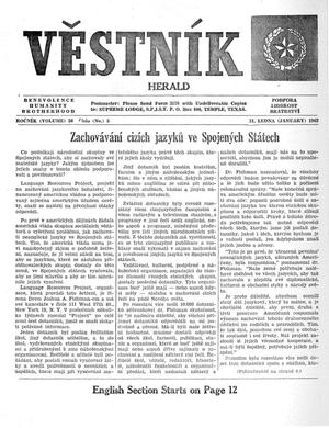 Primary view of object titled 'Věstník (West, Tex.), Vol. 50, No. 5, Ed. 1 Wednesday, January 31, 1962'.