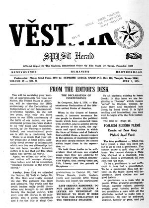 Primary view of object titled 'Věstník (West, Tex.), Vol. 62, No. 26, Ed. 1 Wednesday, July 3, 1974'.