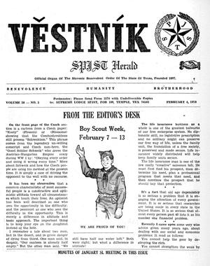Věstník (West, Tex.), Vol. 58, No. 5, Ed. 1 Wednesday, February 4, 1970
