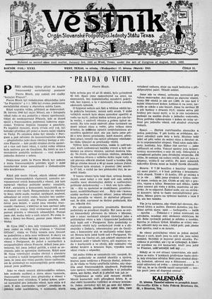 Věstník (West, Tex.), Vol. 31, No. 11, Ed. 1 Wednesday, March 17, 1943
