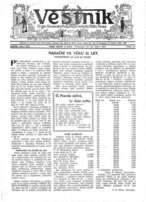 Věstník (West, Tex.), Vol. 21, No. 46, Ed. 1 Wednesday, September 27, 1933