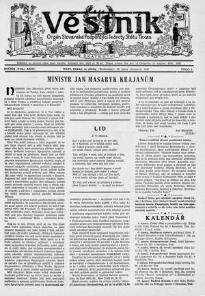 Věstník (West, Tex.), Vol. 35, No. 5, Ed. 1 Wednesday, January 29, 1947