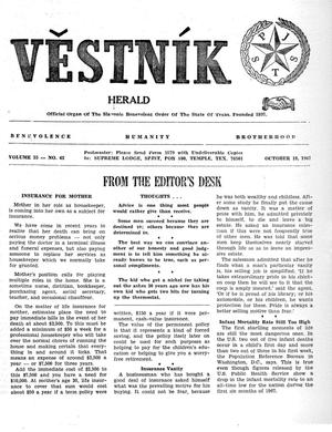 Primary view of Věstník (West, Tex.), Vol. 55, No. 42, Ed. 1 Wednesday, October 18, 1967