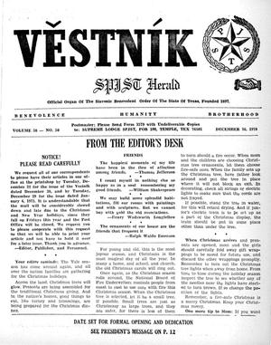 Primary view of object titled 'Věstník (West, Tex.), Vol. 58, No. 50, Ed. 1 Wednesday, December 16, 1970'.