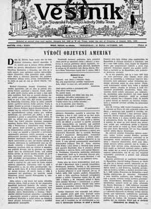 Věstník (West, Tex.), Vol. 35, No. 42, Ed. 1 Wednesday, October 15, 1947