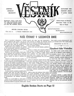 Primary view of object titled 'Věstník (West, Tex.), Vol. 48, No. 5, Ed. 1 Wednesday, February 3, 1960'.