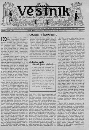 Primary view of object titled 'Věstínk (West, Tex.), Vol. 21, No. 8, Ed. 1 Wednesday, January 11, 1933'.