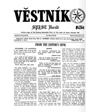 Věstník (West, Tex.), Vol. 62, No. 8, Ed. 1 Wednesday, February 20, 1974