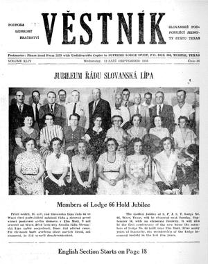 Primary view of object titled 'Věstník (West, Tex.), Vol. 44, No. 36, Ed. 1 Wednesday, September 12, 1956'.