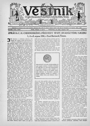 Věstník (West, Tex.), Vol. 24, No. 42, Ed. 1 Wednesday, August 26, 1936