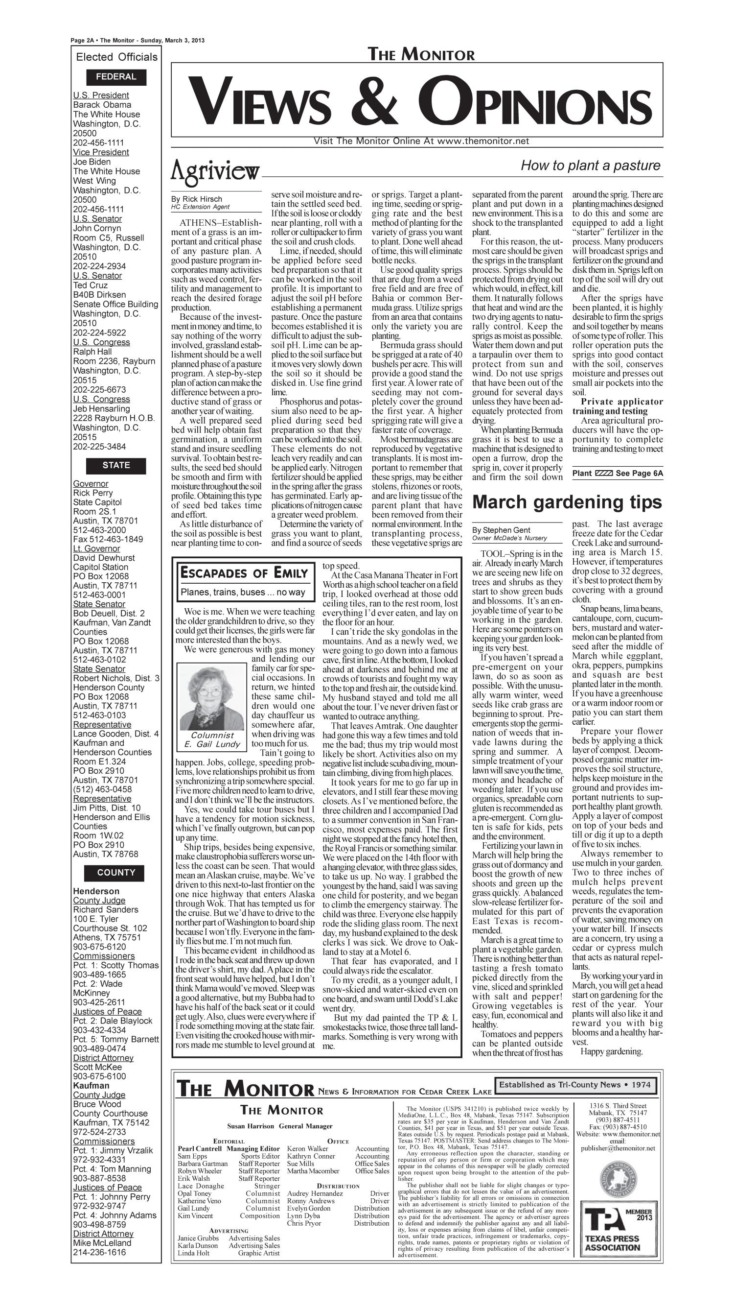 The Monitor (Mabank, Tex.), Vol. 39, No. 58, Ed. 1 Sunday, March 3, 2013
                                                
                                                    [Sequence #]: 2 of 20
                                                