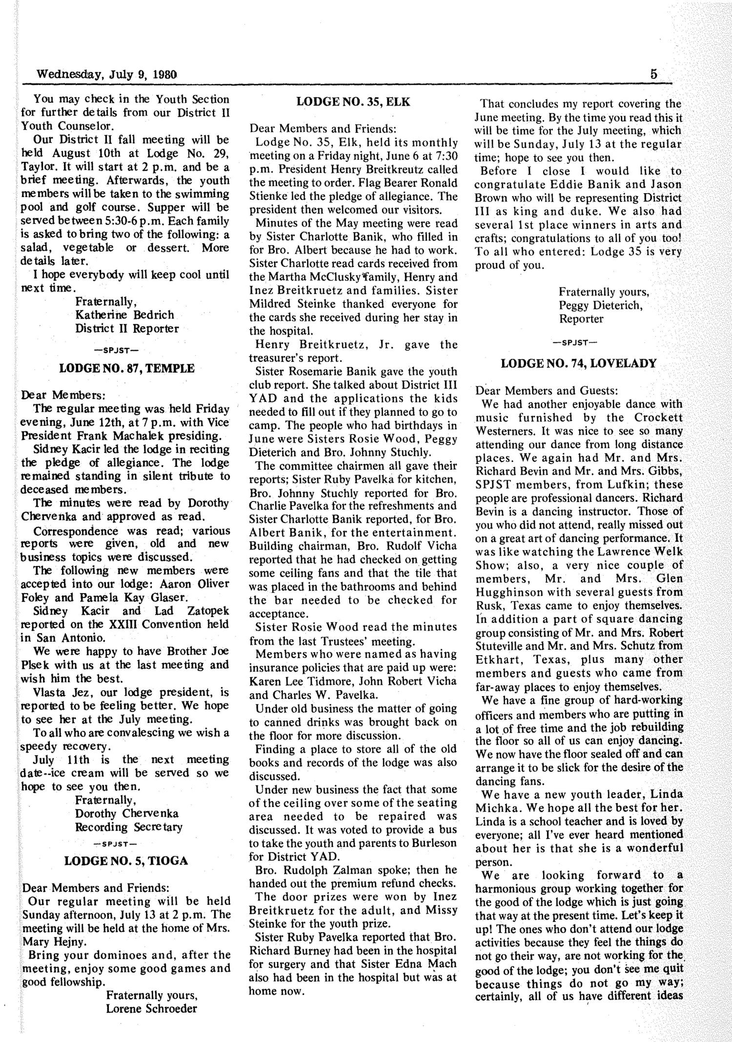 Věstník (West, Tex.), Vol. [68], No. [28], Ed. 1 Wednesday, July 9, 1980
                                                
                                                    [Sequence #]: 4 of 31
                                                