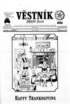 Primary view of object titled 'Věstník (Temple, Tex.), Vol. 73, No. 47, Ed. 1 Wednesday, November 27, 1985'.