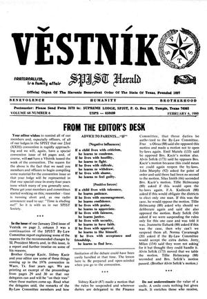Věstník (West, Tex.), Vol. 68, No. 6, Ed. 1 Wednesday, February 6, 1980