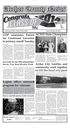 Primary view of object titled 'Archer County News (Archer City, Tex.), Vol. 106, No. 22, Ed. 1 Thursday, May 29, 2014'.