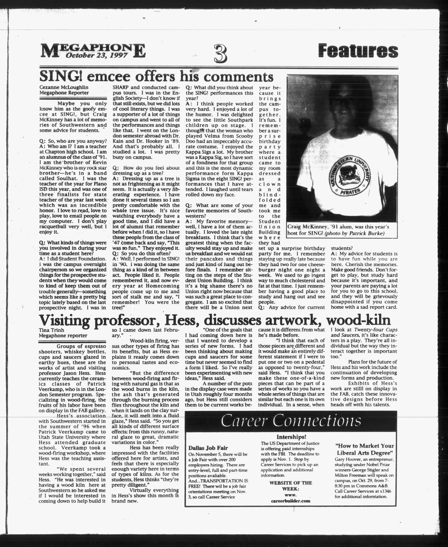 Megaphone (Georgetown, Tex.), Vol. 92, No. 8, Ed. 1 Thursday, October 23, 1997
                                                
                                                    [Sequence #]: 3 of 8
                                                
