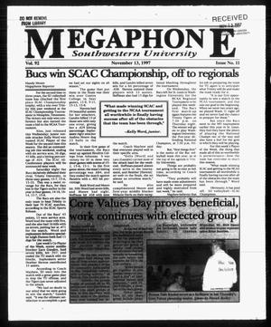 Primary view of object titled 'Megaphone (Georgetown, Tex.), Vol. 92, No. 11, Ed. 1 Thursday, November 13, 1997'.