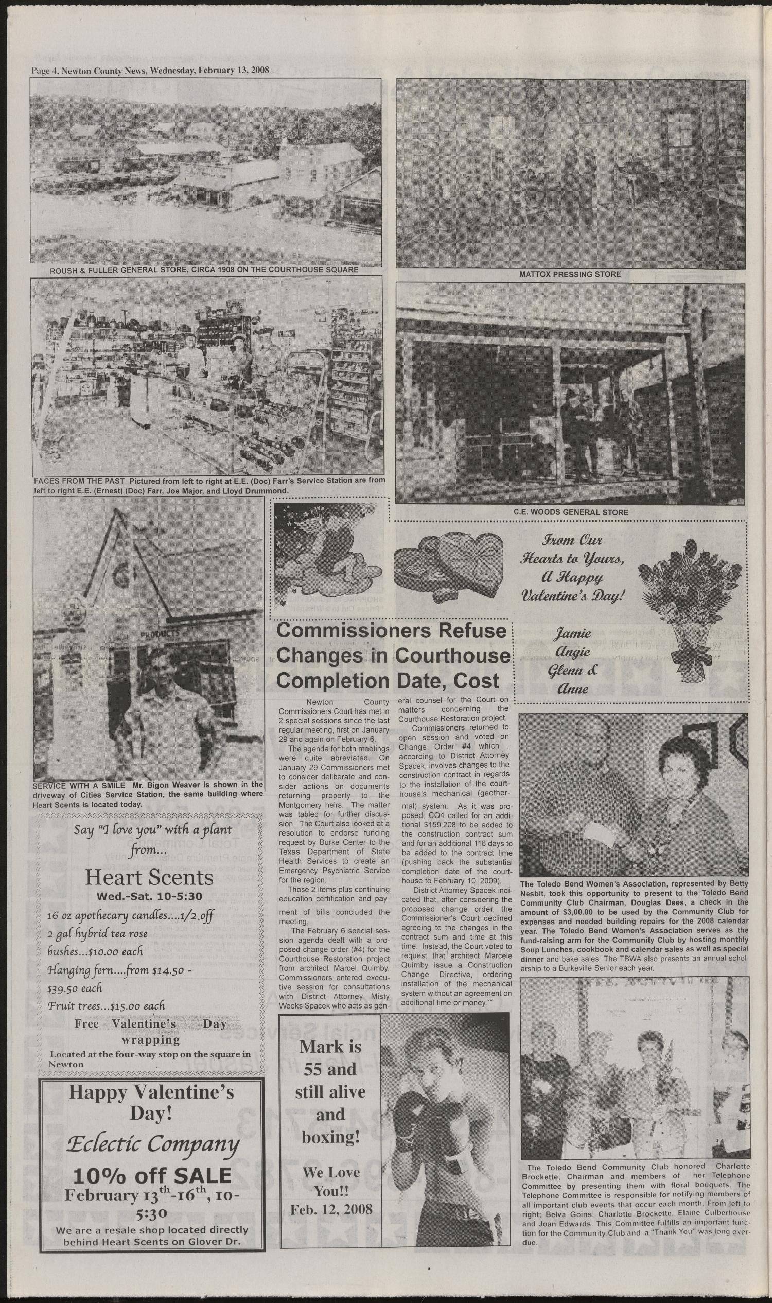 Newton County News (Newton, Tex.), Vol. 39, No. 30, Ed. 1 Wednesday, February 13, 2008
                                                
                                                    [Sequence #]: 4 of 12
                                                