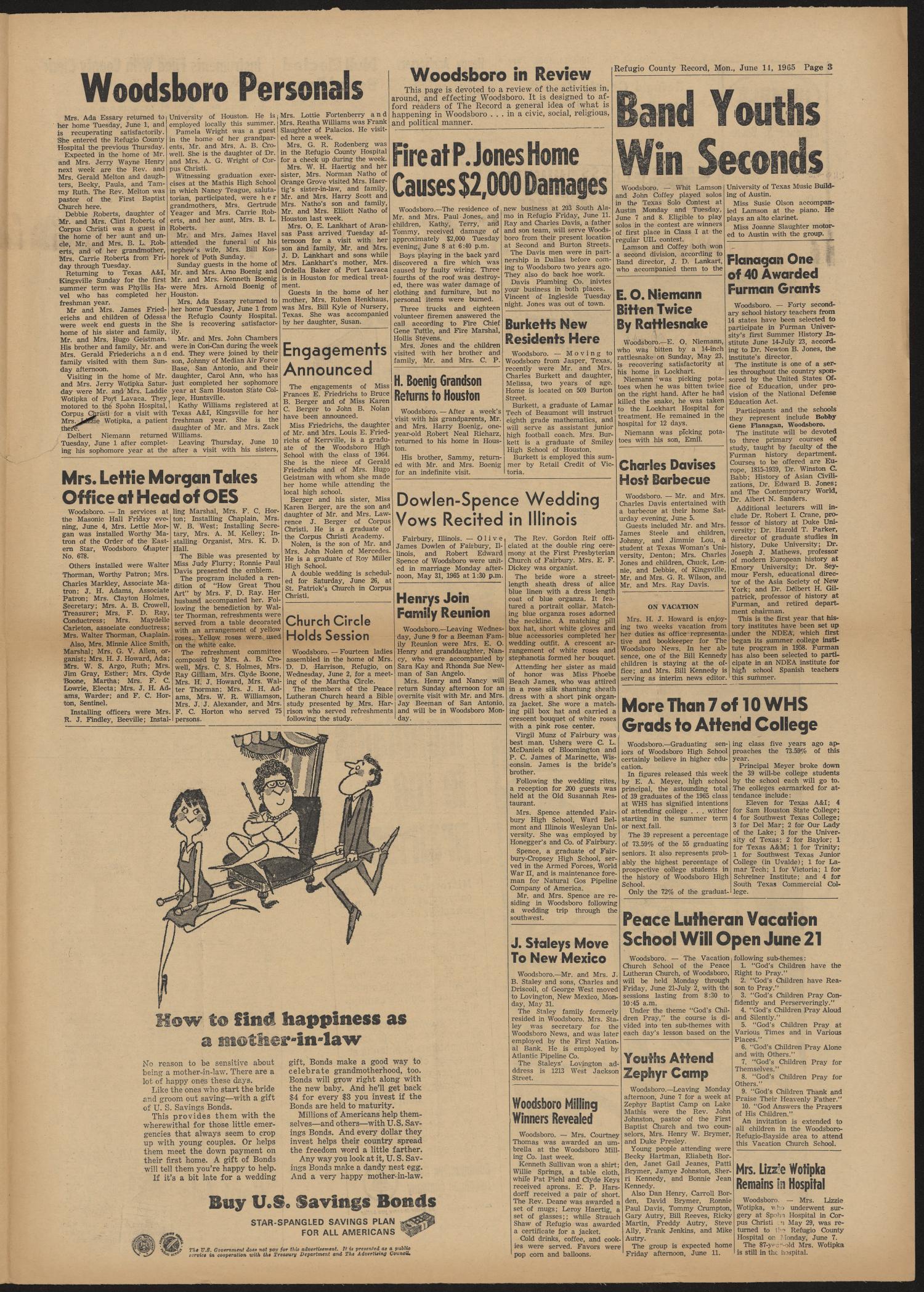 Refugio County Record (Refugio, Tex.), Vol. 11, No. 43, Ed. 1 Monday, June 14, 1965
                                                
                                                    [Sequence #]: 3 of 4
                                                