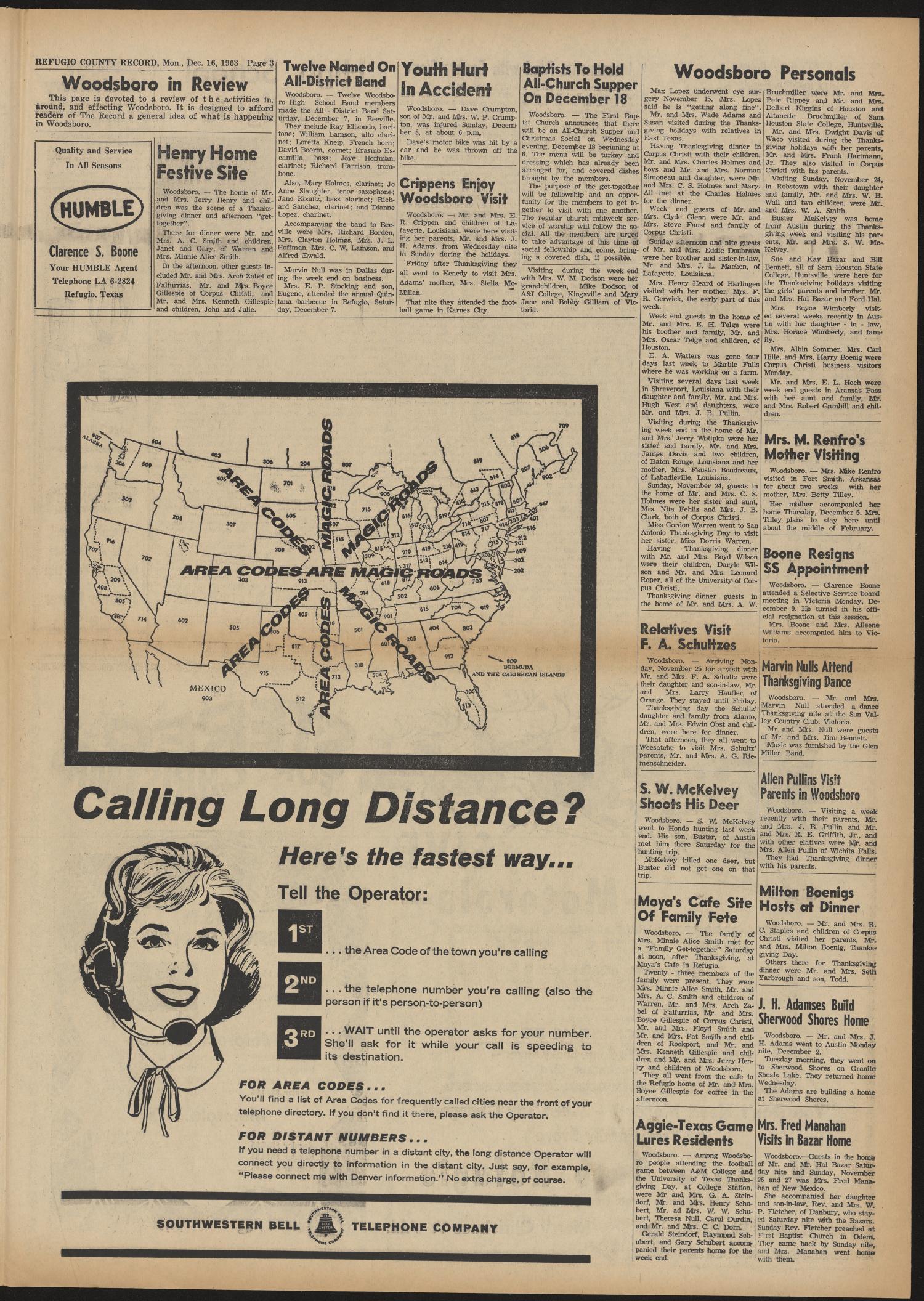 Refugio County Record (Refugio, Tex.), Vol. 10, No. 17, Ed. 1 Monday, December 16, 1963
                                                
                                                    [Sequence #]: 3 of 4
                                                