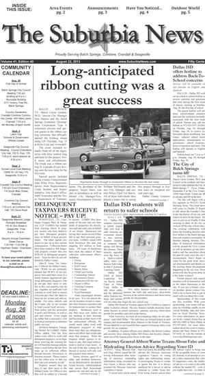 The Suburbia News (Seagoville, Tex.), Vol. 41, No. 40, Ed. 1 Thursday, August 22, 2013