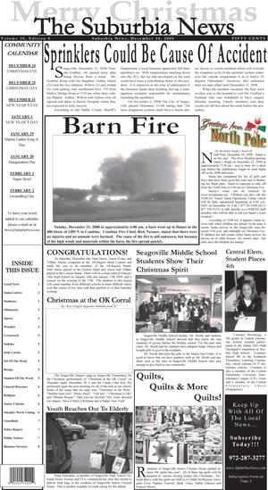Primary view of object titled 'The Suburbia News (Seagoville, Tex.), Vol. 38, No. 5, Ed. 1 Thursday, December 25, 2008'.