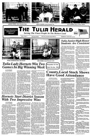 Primary view of object titled 'The Tulia Herald (Tulia, Tex.), Vol. 93, No. 4, Ed. 1 Thursday, January 18, 2001'.