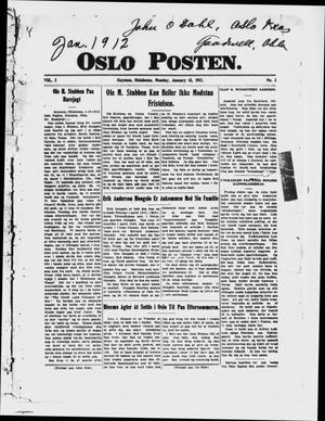 Primary view of Oslo Posten. (Guymon, Okla.), Vol. 3, No. 2, Ed. 1 Monday, January 15, 1912