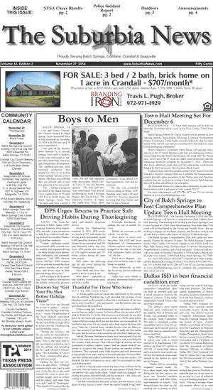 Primary view of object titled 'The Suburbia News (Seagoville, Tex.), Vol. 43, No. 2, Ed. 1 Thursday, November 27, 2014'.
