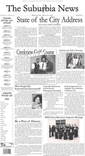 Primary view of object titled 'The Suburbia News (Seagoville, Tex.), Vol. 38, No. 17, Ed. 1 Thursday, March 19, 2009'.