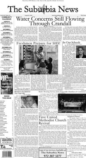 Primary view of object titled 'The Suburbia News (Seagoville, Tex.), Vol. 38, No. 39, Ed. 1 Thursday, August 20, 2009'.